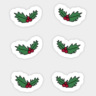 Christmas Holly Leaves Doodle Pattern, made by EndlessEmporium Sticker